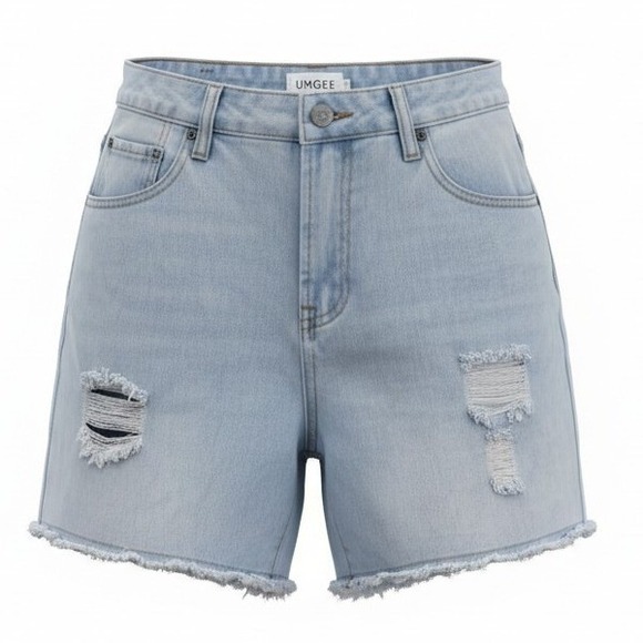 Umgee Pants - Umgee Women Denim Shorts S Light Wash Distressed Raw Hem Boho‎ Festival Core
